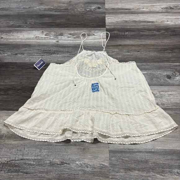 NWT Free People Intimately Elisa‎ Ivory Womens L Lace Trim Flowy Boho Tunic Top - Picture 3 of 8